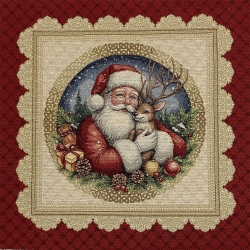 GOBELIN BABBO NATALE CON RENNA CM. 47X47